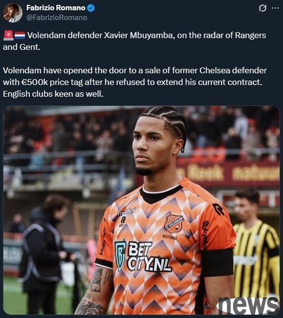 Romano: Former Chelsea defender Mbuymba has attracted attention from Rangers and Ghent